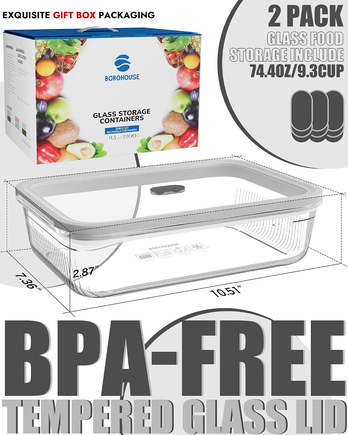 2 Pack Glass Food Storage Cont - đánh giá và giá Meal Prep Freezer